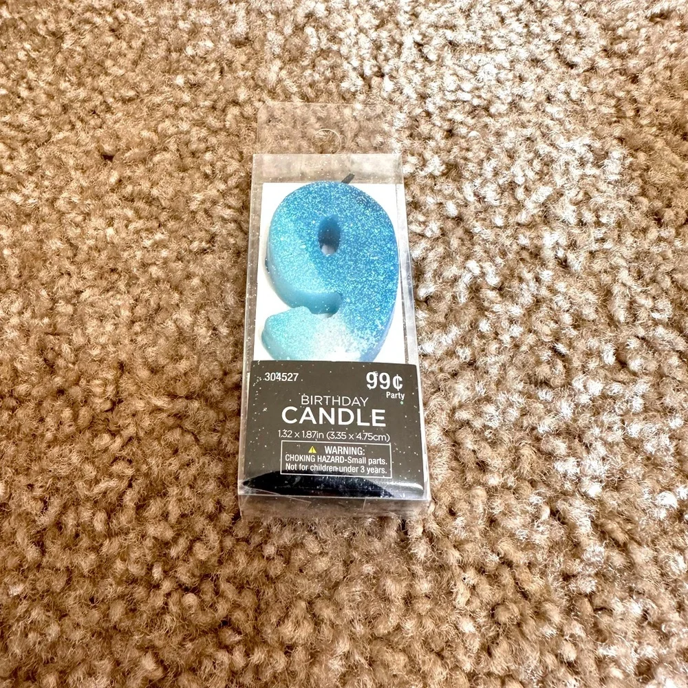 Brother Sister Design studio Blue #9 Birthday Candle